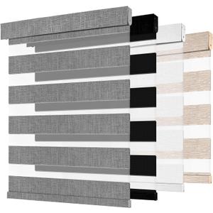 2 x Cordless Zebra Blinds for Windows Gray 27" W x 72" H