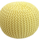 FRELISH DECOR Round Pouf Ottoman Hand Knitted 100% Cotton Pouf Foot Stool - Knitted Bean Bag - Floor Chair for Living Room Bedroom - Foot Rest for Couch (20 Diameter x 14 Height) - Yellow