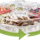 IVYHOME Ice Serving Lazy Susan, Chilled Food Containers with 4 Removable Dishes and Smooth Rotating Tray, Condiment Server with Separate Lids, for Bar Accessories, Fruit, Salad, Taco, Party Garnish