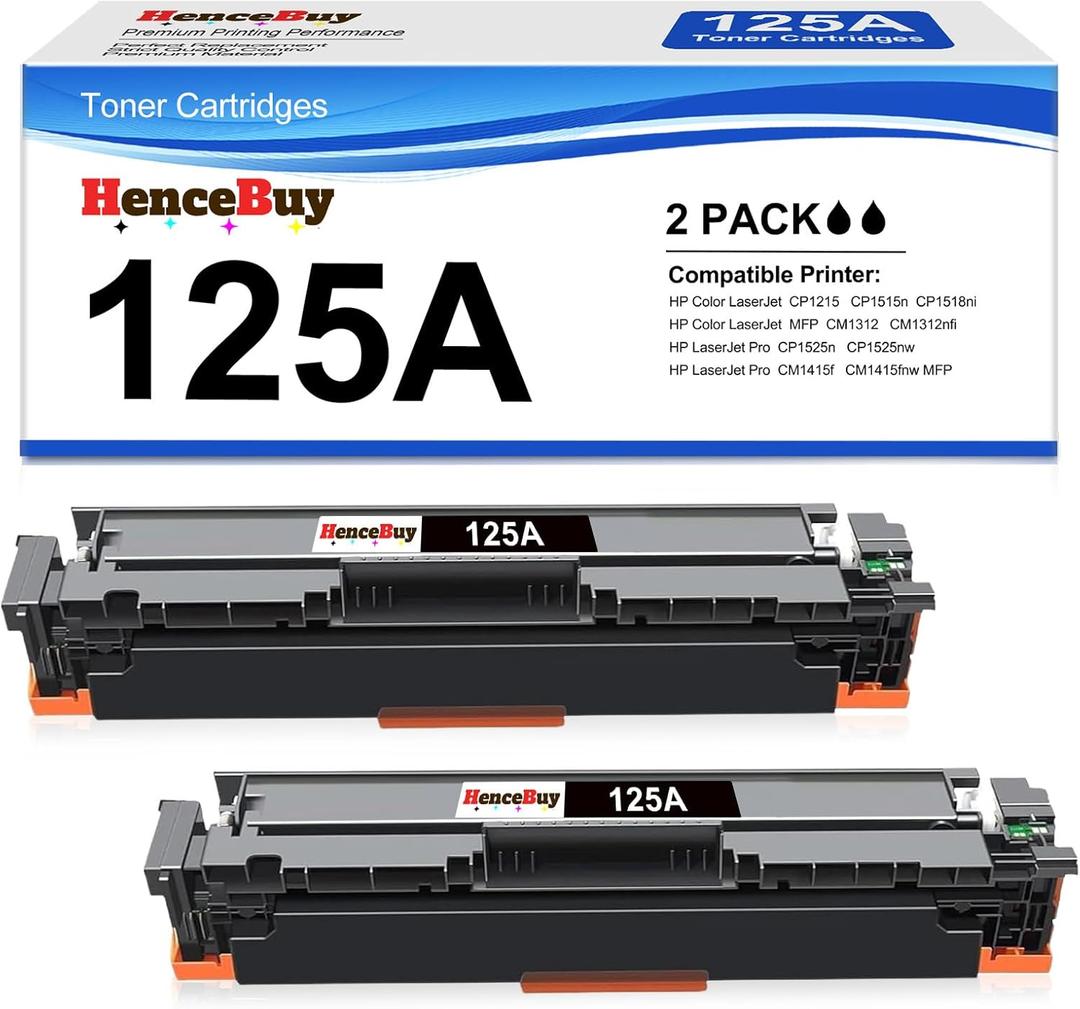 125A Toner Cartridge High Yield Compatible for HP 125A Color Laserjet CM1312 MFP CM1312nfi CP1515n CP1518ni CP1215 CP1515n Printer (2 Pack-Black)