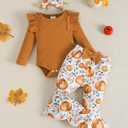 SUNNY PIGGY Newborn Girl Clothes Baby Outfit Infant 0-18 Month Fall Winter Spring Clothing (Ha Brown)