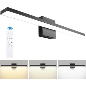Ralbay 24in Dimmable Black Vanity Light with Remote Control Color Temperature Adjustable 20W Modern LED Bathroom Lighting Fixture