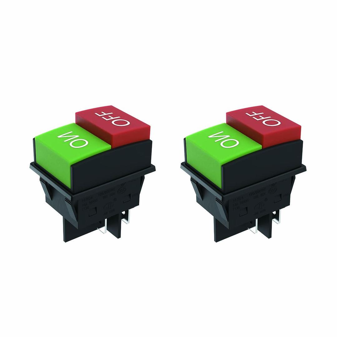JD 2pcs 30A 125V/250V AC Large Current Rocker Switch ON/Off Switch 4Pins Toggle Switch with UL Certificate (Red green switch)