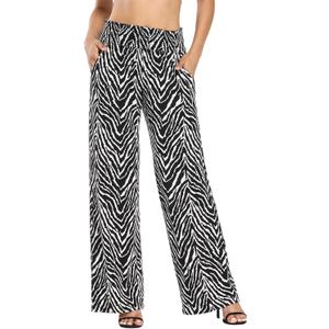 Urban CoCo Women's Boho Palazzo Pants Wide Leg Beach Pants High Waisted Lounge Pants with Pockets (X-Large, #11)