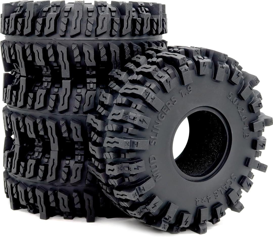 HOBBYSOUL 5.0'' Tall RC 1.9 Crawler Tires Soft Sticky T8 Mud Slingers Tyre for 1/10 Rock Crawling TRX4 high Trail SCX10 Wraith Upgrades, HS701545