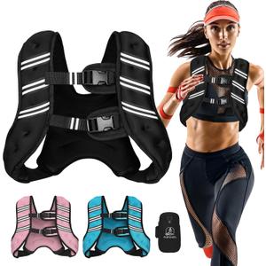Weighted Vest for Women Men, 20lb Adjustable Weight Vest with Reflective Stripes for Workout, Strength Training, Running, Fitness, Muscle Building, Weight Loss, Rucking Vest With Phone Pouch
