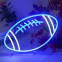 Football Neon Sign for Boys Room - Dimmable Led Football Light Signs for Wall Decor - USB Powered Rugby Night Lights for Bedroom, College, Man Cave or Pub Club - Gifts for Boy, Teens, Mens, Rugby Fans (Blue)