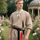 Simplepolymer Adjustable Tachi Practice Sword Set with Sword Holster and Leather Belt for Medieval Knight Warrior Pirate Halloween Cosplay Costume Accessories
