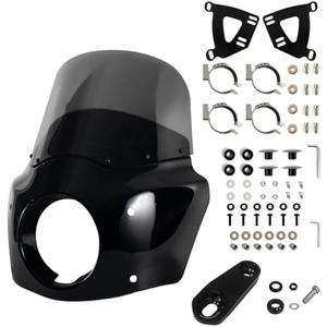 BOSYCY Motorcycle Fairing Windshield Kit, 5.75" Headlight Fairing 11" Smoked Motorbike Windscreen 35-41mm Forks Fit For Harley Iron 883 Sportster 1100 1200