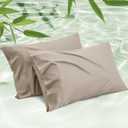 Bedsure Pillow Cases Queen, Cooling Pillow Cases, Rayon Derived from Bamboo Simply Taupe Pillowcases Queen Size Set of 2, Soft & Breathable Bedding Pillow Covers with Envelope Closure, 20x30 Inches