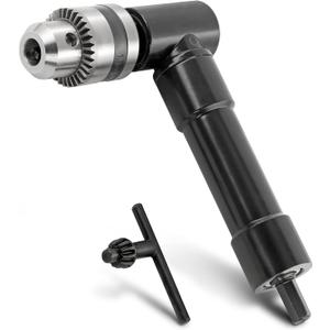 Cordless Right Angle Drill Adapter, 90 Degree Adapter Drill with 3/8" Keyed Chuck and 8mm Hex Shank Power Tool Attachment (Chuck Range: 1mm-10mm)