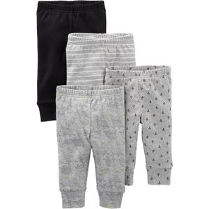 Simple Joys by Carter's Unisex Baby 4-Pack Neutral Pant (6-9 Months, Black Bananas/Grey/White)