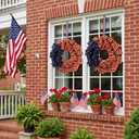 Sggvecsy 23Inch 4th of July Patriotic Day Wreath for Front Door with Grapevine Base America Patriotic Flag Burlap Summer Patriotic Decorations for Independence Day Memorial Day Veterans Day
