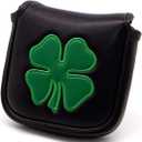 barudan golf Lucky Shamrock Heel Shaft Mallet Cover Square Mallet Putter Cover Headcover Magnetic for Scotty Cameron 6M DB Taylormade Spider S Ping (Black)