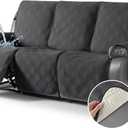 TAOCOCO 100% Waterproof Recliner Sofa Cover, Non Slip Split Couch Covers for Reclining Couches with Elastic Straps, Reclining Sofa Cover Furniture Protector for Kids Pets(3 Seater, Charcoal Gray)