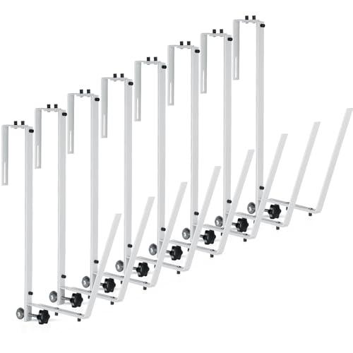 Reallnaive 8 Pcs Solar Cover Holder for Above Ground Pool Adjustable Solar Holder Metal Equipment Storage Hooks for Framed Above Ground Swimming Pools (White)