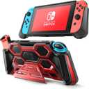 Mumba Protective Case for Nintendo Switch (2017 Release), [Battle Series] [Built-in Kickstand] Heavy Duty Grip Cover for Nintendo Switch Console with Comfort Padded Hand Grips (Red)