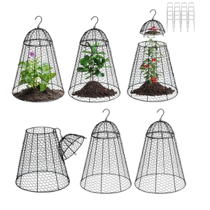 Garden Chicken Wire Cloche Pack of 6 , Large Plant Protectors from Animals, 11.81" W x 15.35" H Rustproof Garden Cloches for Plants with Removable Top and Hook for Easy Pruning