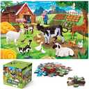 Jumbo Floor Puzzle for Kids,Farm Animals Jigsaw Large Puzzles,48 Piece Barn Puzzle for Toddler Ages 3-5,Children Learning Preschool Educational Toys,Birthday Easter Gift for 4-8 Years Old Boy and Girl