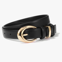 Women Leather Belts for Jeans Ladies Thin Western Waist Belt for Dress with Gold Silver Buckle