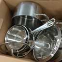 T-fal Pro Tri-Ply Stainless Steel Cookware Set, 10 Piece-Induction Compatible, Oven Safe 500F, Lids-350F, Even Heat, Professional Quality, Durable, Induction Pots and Pans Set, Silver