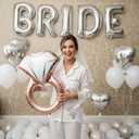 Silver Bridal Shower party decorations with huge 40in silver BRIDE letter Pearl Balloons BRIDE to be Sash Bridal Veil Diamond Ring Heart shape Balloons For Bachelorette party Wedding supplies