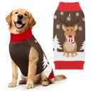 HRTTSY Dog Christmas Sweater Cute Reindeer Cat Puppy Sweaters Soft Warm Fall Winter Dogs Clothes Brown Ugly Xmas Pet Sweatshirt Knitted Doggie Vest Outfit for Small Medium Large Dogs (Brown,XL)