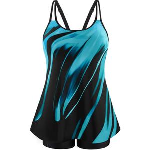 NIeyook Womens Plus Size Tankini Swimsuit Two Piece Bathing Suit Flowy Swim Tops with Boy Shorts 2025 Modest Swimwear