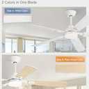 ZMISHIBO 52" Ceiling Fans with Lights, White Modern Ceiling Fan with Remote, bedroom Indoor Ceiling Fan with Dual Finish Blades, Quiet & Strong Motor, Bright LED Light.