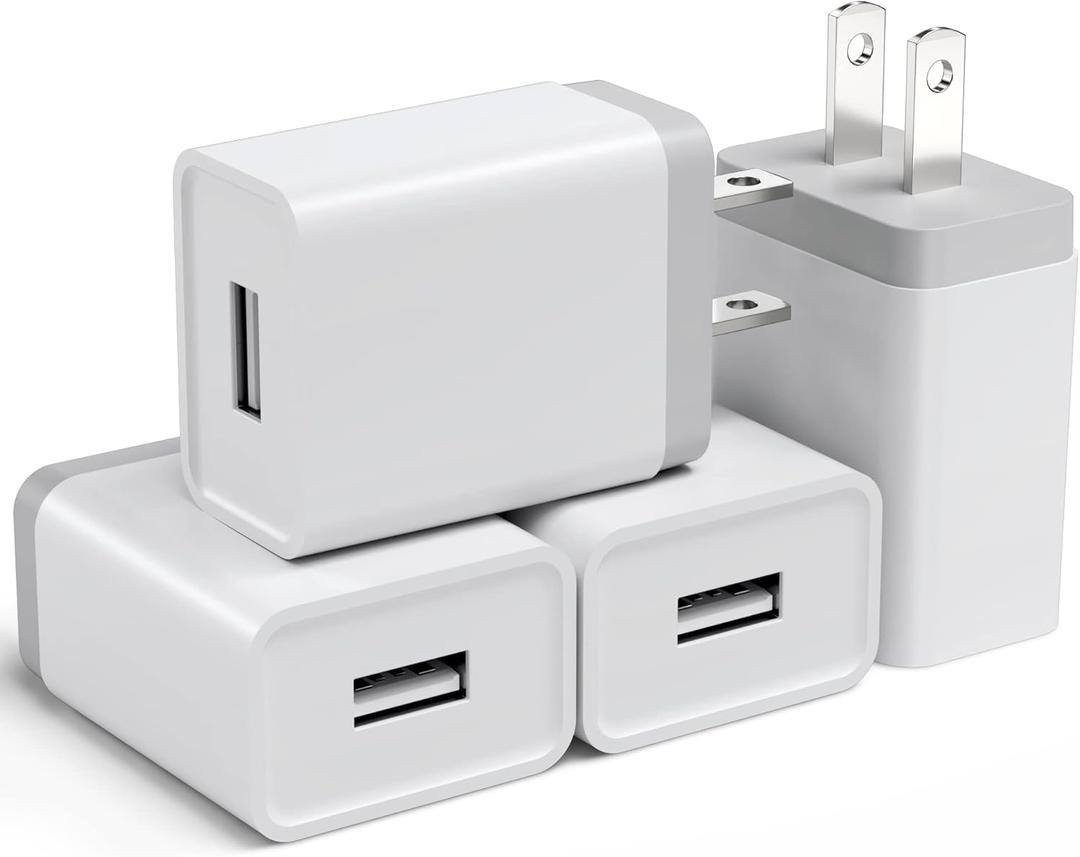 Cube Compatible USB Wall Charger Block - 12W 4 Pack, 2.4A/5V Power Adapter for iPhone 13 12 11 Pro Max SE XS XR X 8 7 6 6S Plus, Samsung, LG, Moto, Android