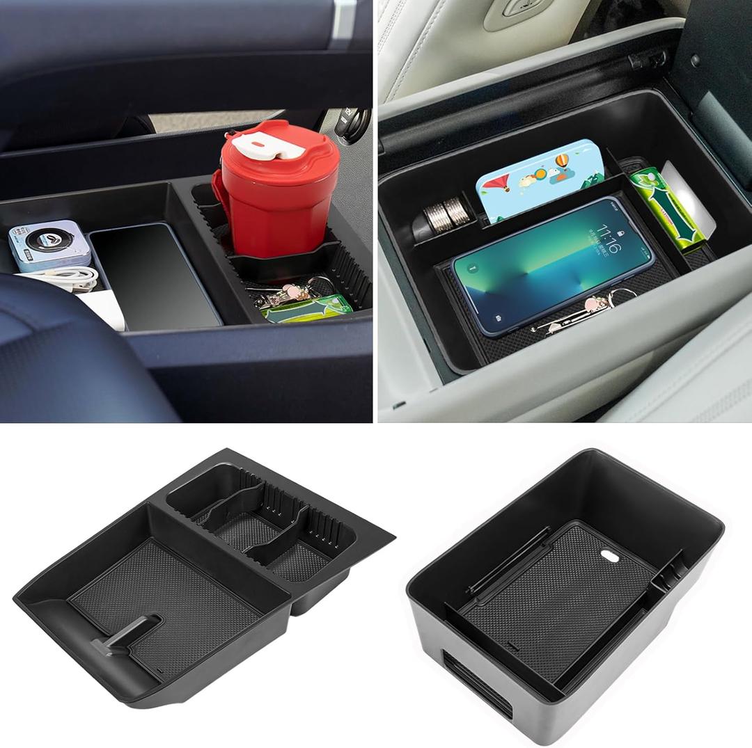 Center Console Organizer Tray Compatible with 2024 2025 Hyundai Santa Fe Interior Storage Box Insert Secondary Accessories (2PCS Center Console Tray)