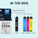 Remanufactured Ink Cartridges Replacement for Epson 232XL 232 XL Ink Cartridges Combo Pack Work with Printer XP-4200 Ink WF-2930 WF-2950 XP-4205 (1 Black, 1 Cyan, 1 Magenta, 1 Yellow)