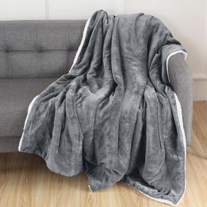 Elegant Comfort Reversible, Solid Sherpa Throw Blanket, All-Season Blanket- Super Soft, Cozy and Plush- Decorative Throw, Perfect for Lounging, 50 x 60 inches, Sherpa Throw Gray