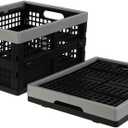Jekiyo 16-Liter Folding Crates Storage, Collapsible Container Plastic, Set of 1 (black)