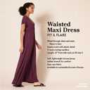 Amazon Essentials Women's V Neck Short Sleeve Waisted Maxi Dress, 