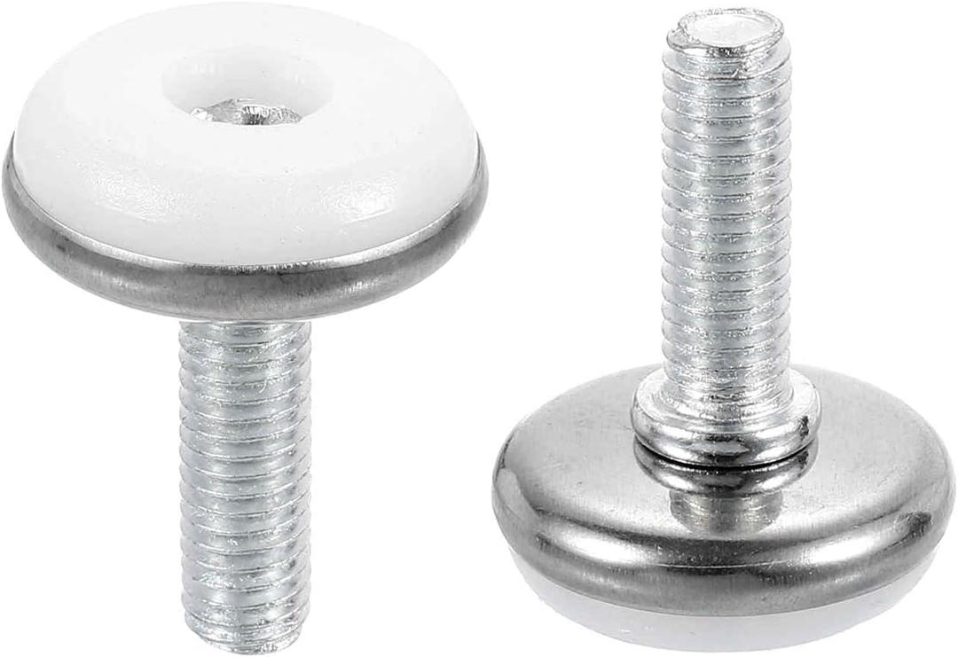 M8x25x30mm(DxLxOD) Screw on Furniture Glide Leveling Feet - 20Pack - Good for Furniture - Adjustable Thread Furniture Levelers - Silver