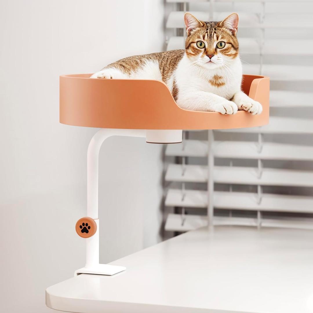 AZV Desk Cat Bed Nest Perch, Space Saving Mount Design, Durable Frame, Easy Installation, Removable Cushion, Ideal for Home Offices and Side Tables, Perfect Cat Attachment Furniture for Comfort and Play