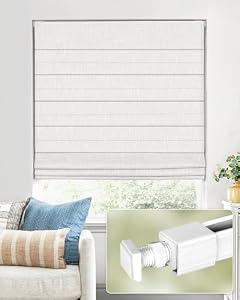 UNISHADES No Tools No Drill Cordless Roman Shades, 35×48 in, White