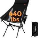 TOBTOS Portable High Back Camping Chair, Support 440 lbs, Ultralight Folding Chair with Head Support, Compact Backpacking Chair for Outdoor Camp Backpacking Fishing (Black)