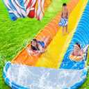 JOYIN 22.5ft Triple Water Slide,Heavy Duty Lawn Water Slip and Slides with 3 Body Boards and Slip Sprinkler for Kids Adults Backyard Summer Outdoor