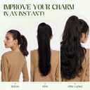 Ponytail Extension, 20 Inch Claw Clip Ponytail Extension Human Hair Long Straight Jaw Clip in Real Hair Pony Tails Hairpieces for Women Natural Black