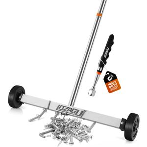 17" Rolling Magnetic Sweeper with Wheels with Wheels, 8.8 Lbs Pull Force with Telescoping Holder