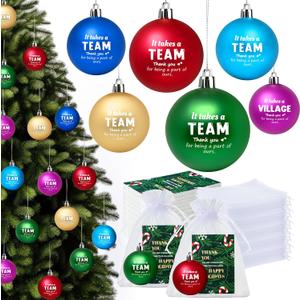 Jenaai 36 Set Christmas Employee Appreciation Gifts Set with Ornament Balls, Organza Bags & Thank You Cards, Holiday Party Team Gifts for Staff, Teachers, Coworkers, Nurses, Volunteers (Village)