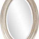 Howard Elliott Collection Ethan Oval Hanging Wall Or Vanity Mirror, Brushed Nickel, 21 x 31 Inch
