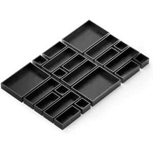 SpaceAid 21-Piece Bamboo Drawer Organizer Storage Boxes Set, Wood Tray Junk Drawer Organizers Multi-Use Divider Bins for Kitchen, Bathroom, Office Desk and Makeup Organization (21 Pack, Black)