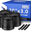 Corki Cycles 20 Inch Fat Tire Tube 4 Pack 20x3.0 20x3.5 20x4.0 Standard Schrader Valve 32mm, Butyl Rubber 20 Bike Inner Tube