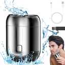 2026 New Model Mini Dual-Head Electric Shaver, Electric Mini Portable Razor, Pocket Size Washable Double Head Razor, Rechargeable Waterproof Compact Electric Shaver for Home, Car, Travel (Silver)