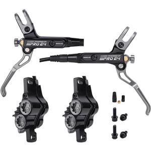 BUCKLOS IIIPRO MTB 4 Pistons Hydraulic Disc Brake Set Front 800mm and Rear 1550mm with Ceramic Brake Pad for Mountain Bike(Pre-Bled)