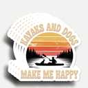 2 x (5Pcs) Kayaks and Dogs Make Me Happy Sticker 3 Inch, Funny Kayaking Dog Lovers Gift for Camper Paddleboard Adventure, Waterproof Vinyl Decal for Laptop, Book, Water Bottles, Car, Phone