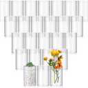 Vesici 20 Pcs Plastic Cylinder Vase Acrylic Cylinder Vase Bulk Small Clear Flower Container Hurricane Candle Holder Round Wide Container Centerpiece for Home Office Wedding Decorations (6 Inch)